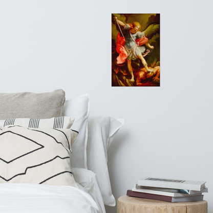 The Archangel Michael defeating Satan by Guido Reni [Poster]