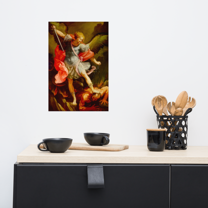 The Archangel Michael defeating Satan by Guido Reni [Poster]