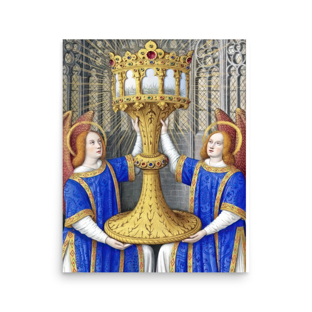 Two Angels Holding a Monstrance With The Thorn Crown By Jean Bourdichon [Poster]