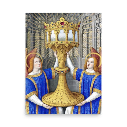 Two Angels Holding a Monstrance With The Thorn Crown By Jean Bourdichon [Poster]