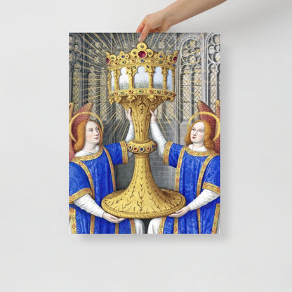 Two Angels Holding a Monstrance With The Thorn Crown By Jean Bourdichon [Poster]