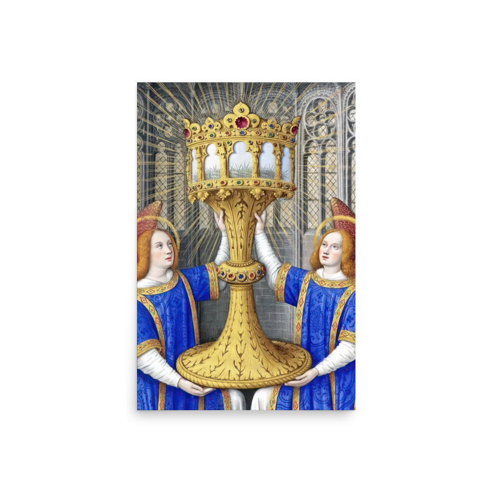 Two Angels Holding a Monstrance With The Thorn Crown By Jean Bourdichon [Poster]