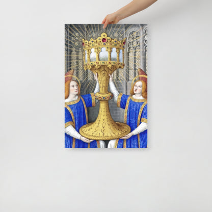 Two Angels Holding a Monstrance With The Thorn Crown By Jean Bourdichon [Poster]