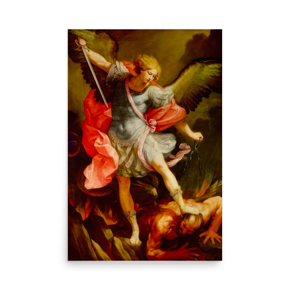 The Archangel Michael defeating Satan by Guido Reni [Poster]