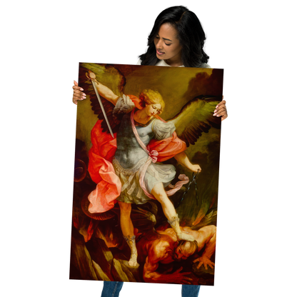 The Archangel Michael defeating Satan by Guido Reni [Poster]