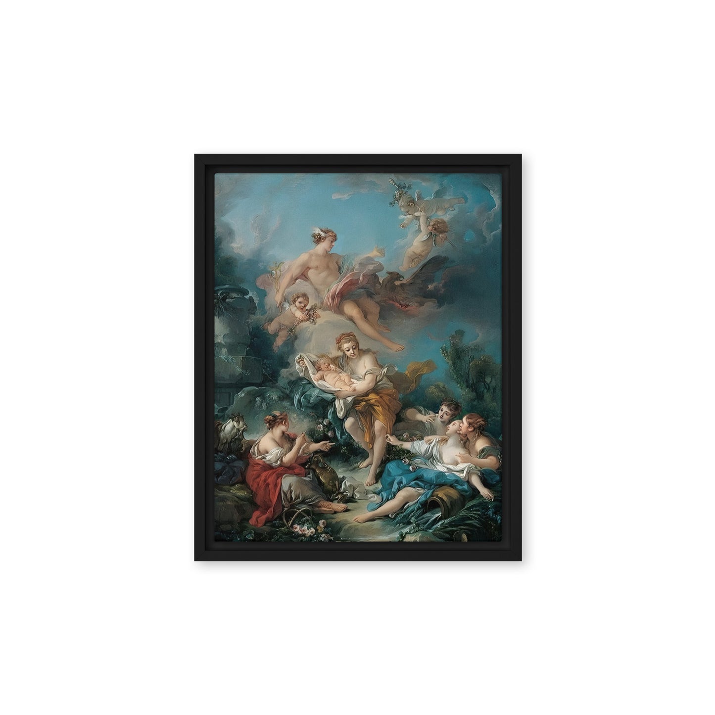 Mercury Confiding the Infant Bacchus to the Nymphs of Nysa by Francois Boucher [Framed canvas]