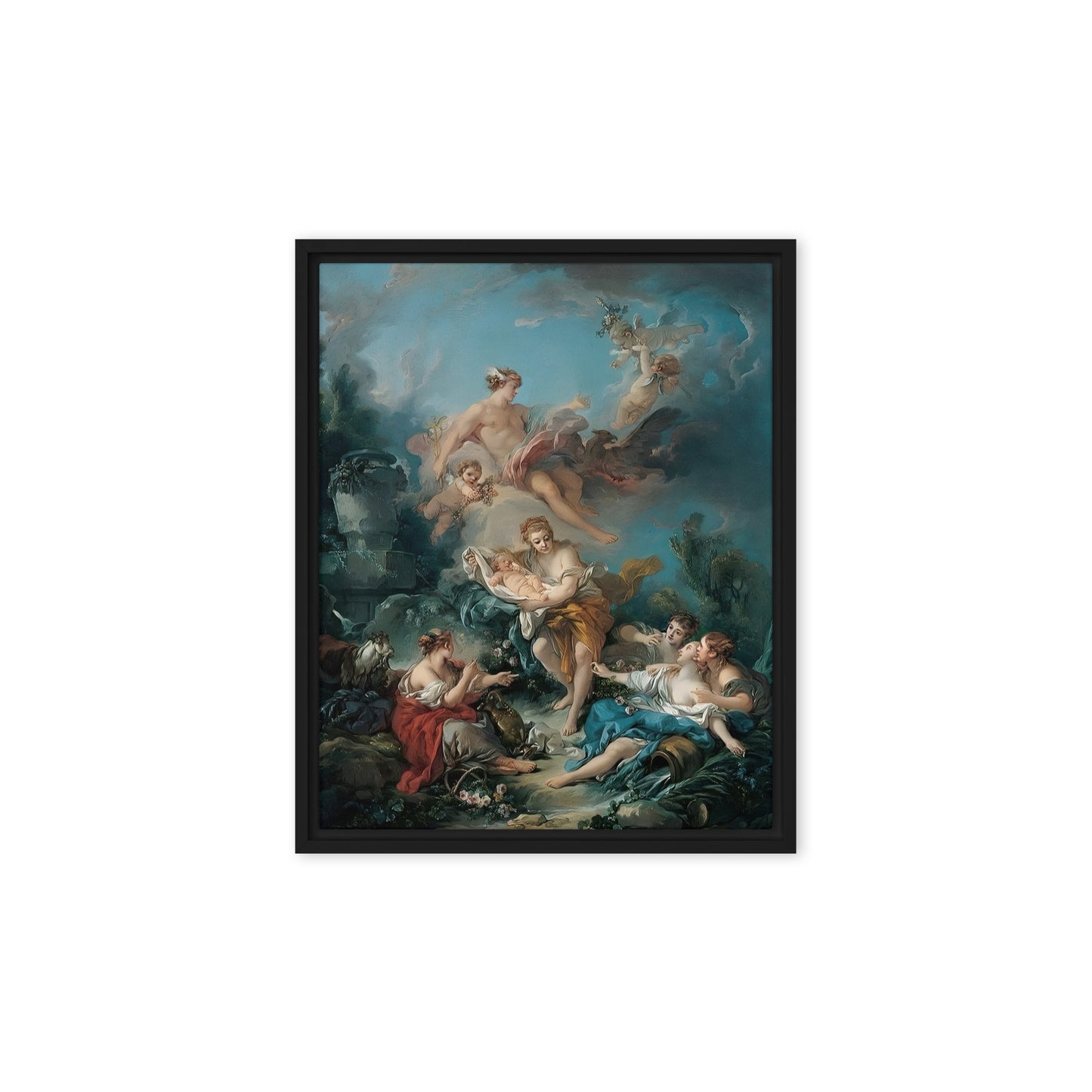 Mercury Confiding the Infant Bacchus to the Nymphs of Nysa by Francois Boucher [Framed canvas]