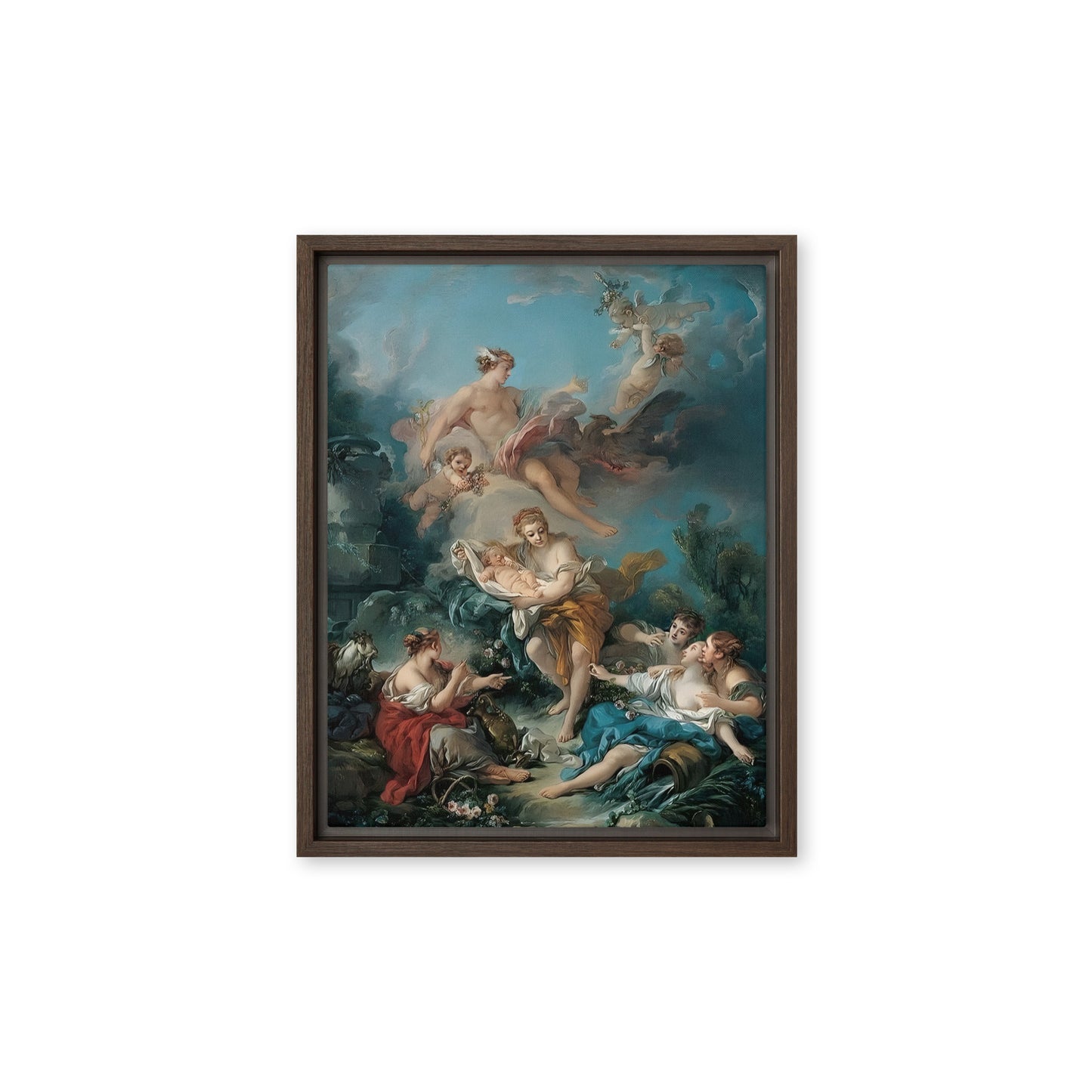 Mercury Confiding the Infant Bacchus to the Nymphs of Nysa by Francois Boucher [Framed canvas]