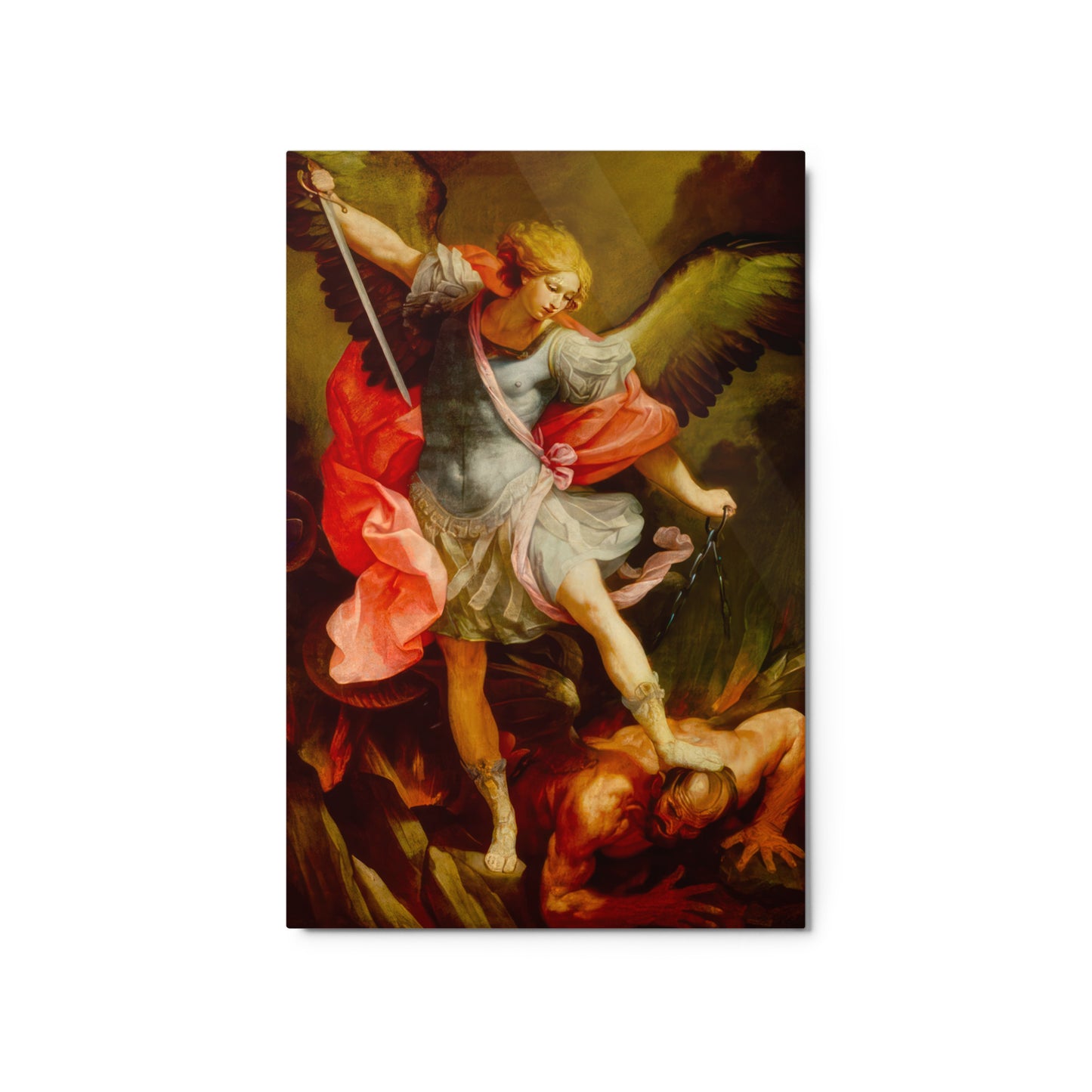 The Archangel Michael defeating Satan by Guido Reni [Metal prints]