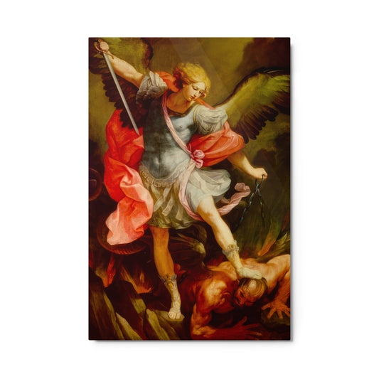 The Archangel Michael defeating Satan by Guido Reni [Metal prints]