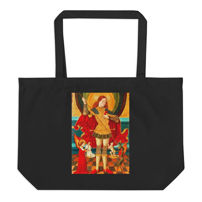 Saint Michael Weighing Souls by Juan de la Abadía [Large organic tote bag]