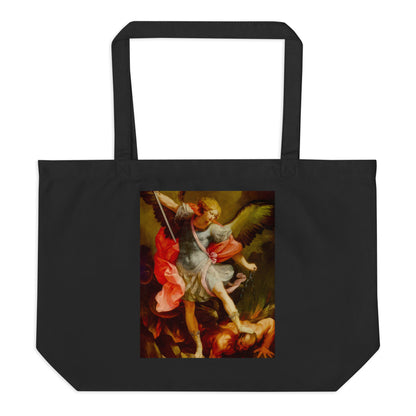 The Archangel Michael defeating Satan by Guido [Large organic tote bag]