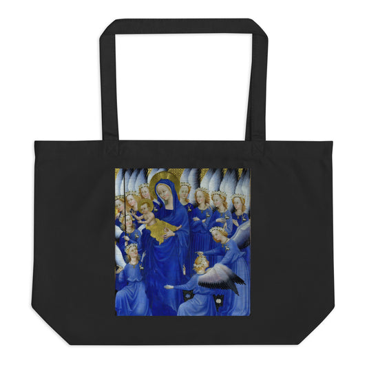 Virgin and child with angels by Wilton [Large organic tote bag]