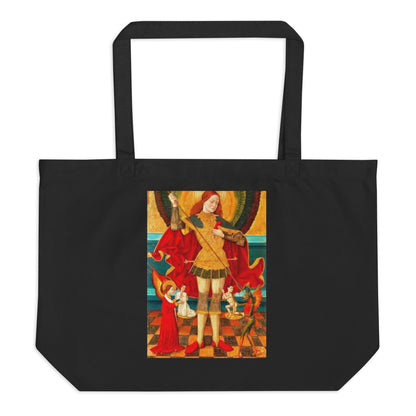 Saint Michael Weighing Souls by Juan de la Abadía [Large organic tote bag]