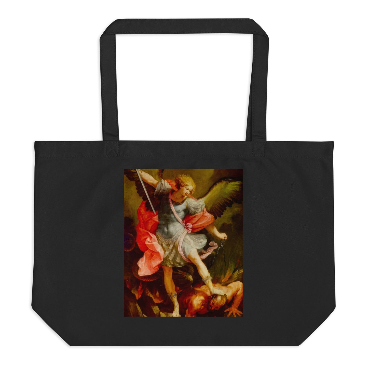 The Archangel Michael defeating Satan by Guido [Large organic tote bag]