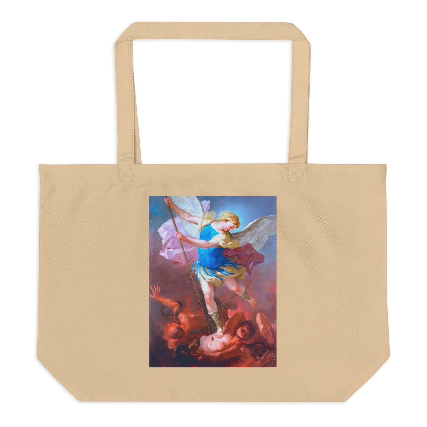 St. Michael by Artist Luca Giordano [Large organic tote bag]