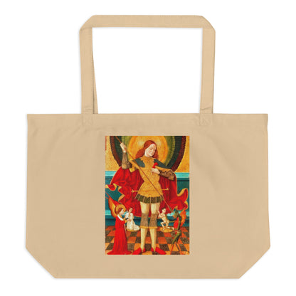 Saint Michael Weighing Souls by Juan de la Abadía [Large organic tote bag]