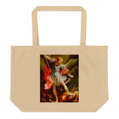 The Archangel Michael defeating Satan by Guido [Large organic tote bag]