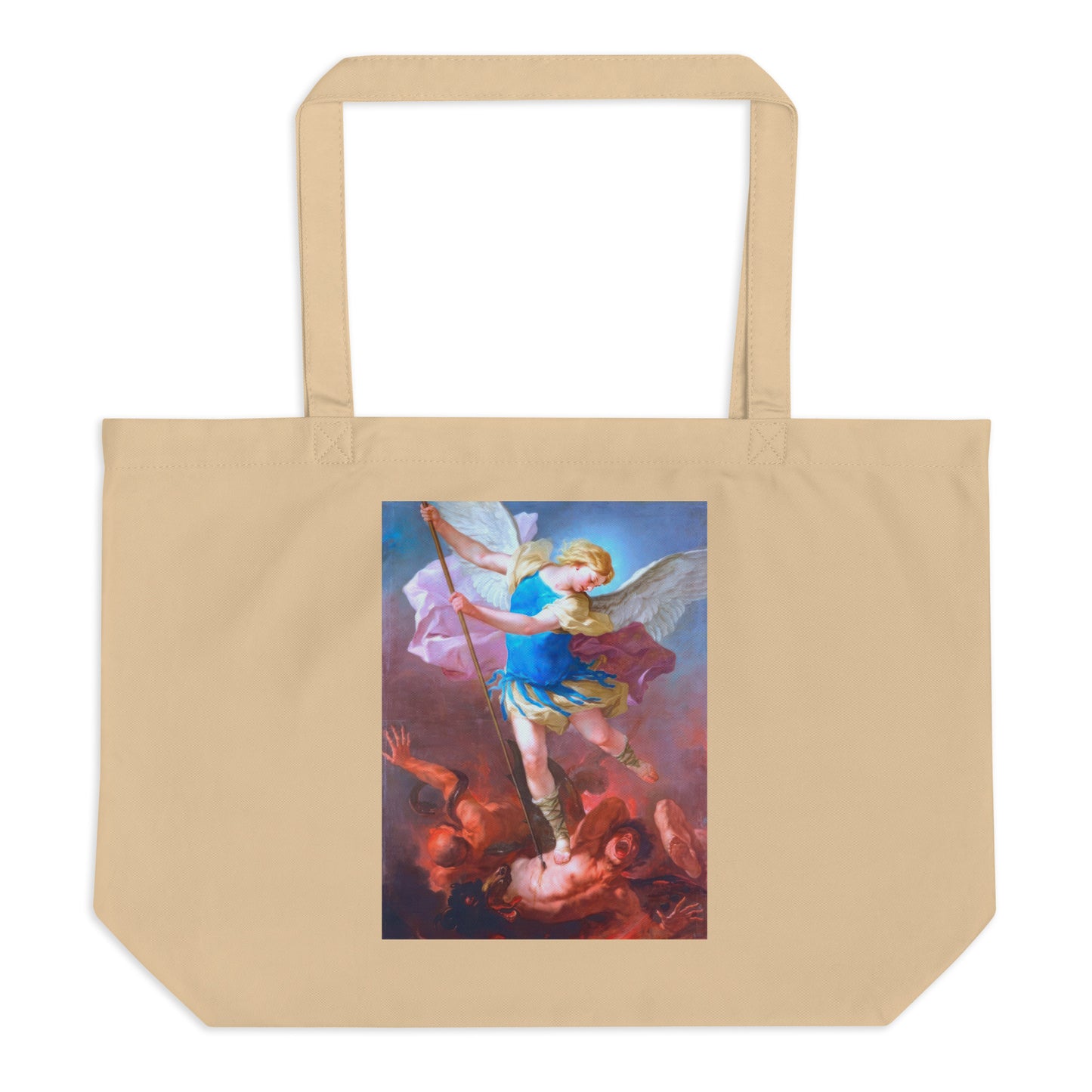 St. Michael by Artist Luca Giordano [Large organic tote bag]