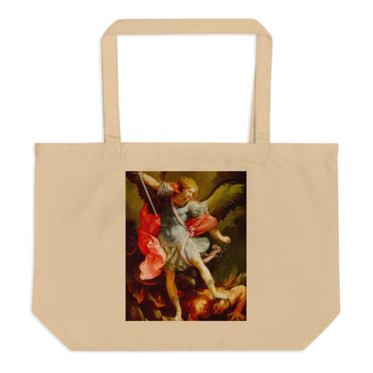 The Archangel Michael defeating Satan by Guido [Large organic tote bag]