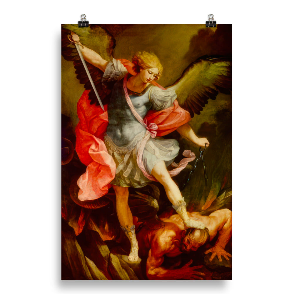 The Archangel Michael defeating Satan by Guido Reni [Photo paper poster]