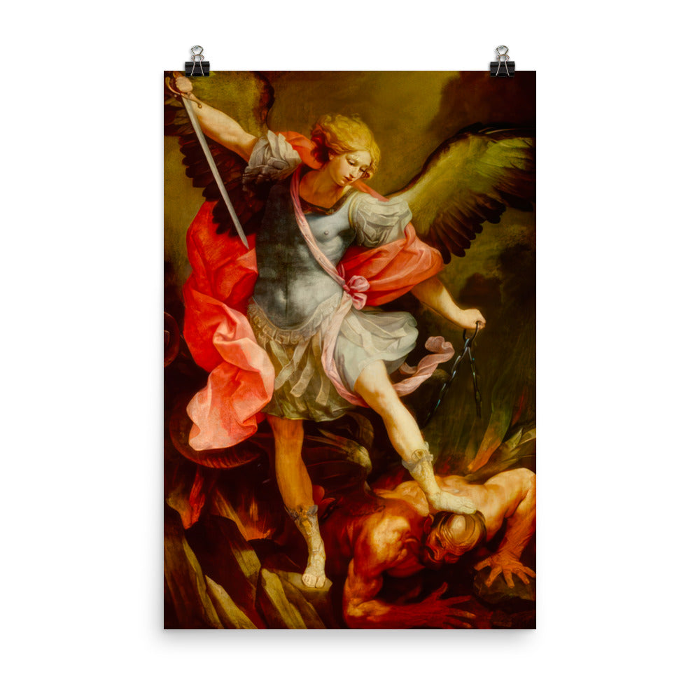 The Archangel Michael defeating Satan by Guido Reni [Photo paper poster]