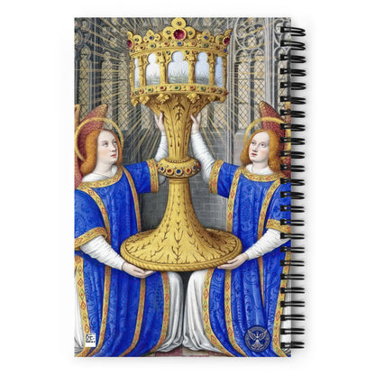 Two Angels Holding a Monstrance With The Thorn Crown By Jean Bourdichon [Spiral notebook]