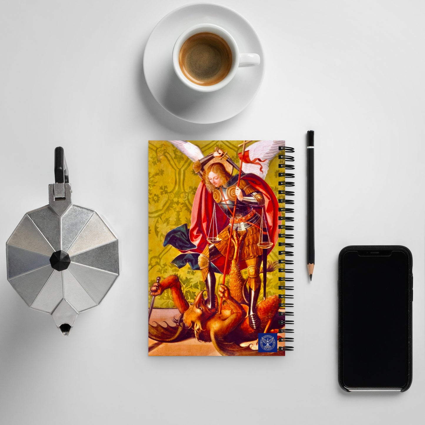 St. Michael Killing the Dragon by Josse Lieferinxe  [Spiral notebook]