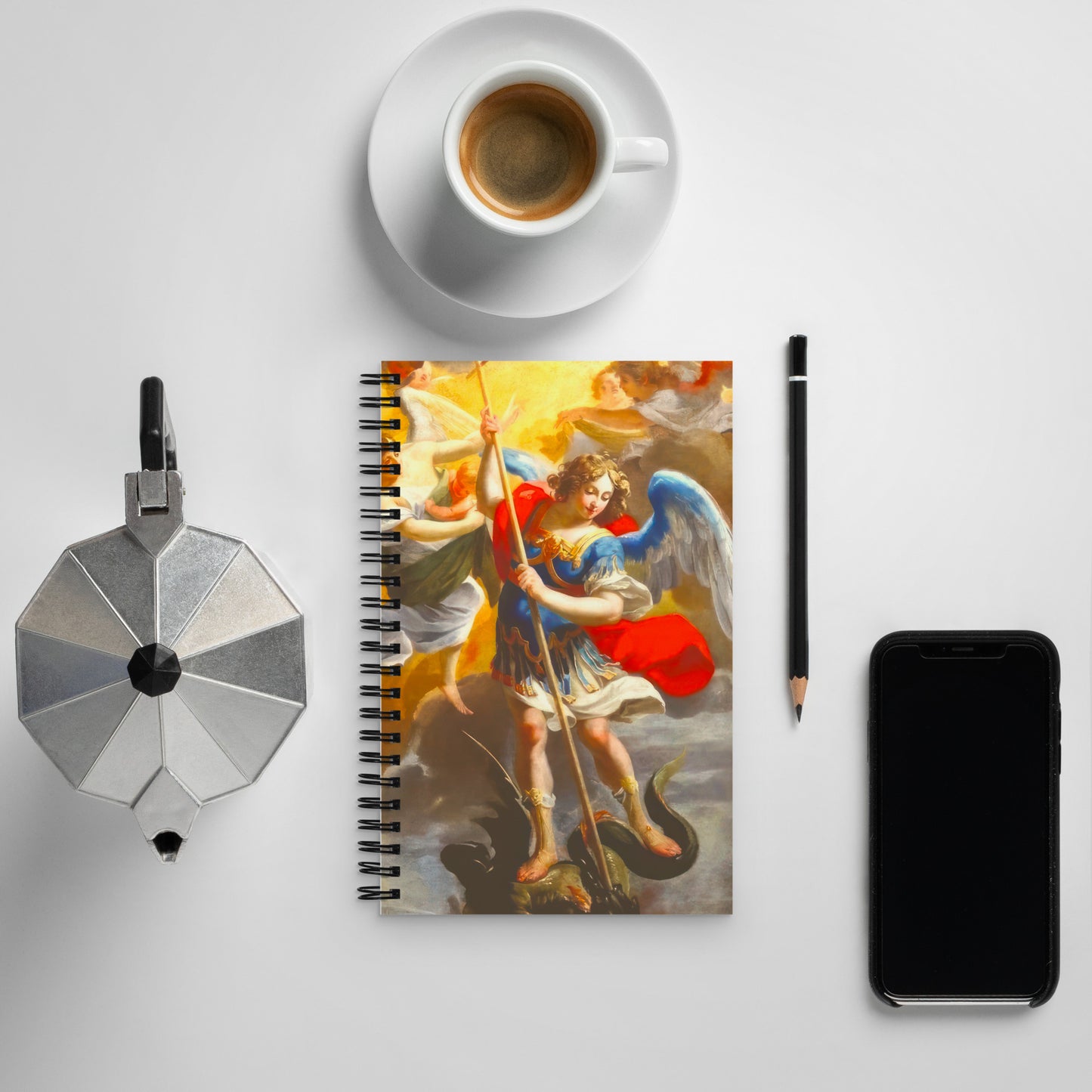 The Archangel Michael Slaying The Dragon By Simon Vouet [Spiral notebook]