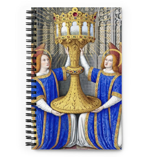 Two Angels Holding a Monstrance With The Thorn Crown By Jean Bourdichon [Spiral notebook]