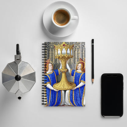 Two Angels Holding a Monstrance With The Thorn Crown By Jean Bourdichon [Spiral notebook]