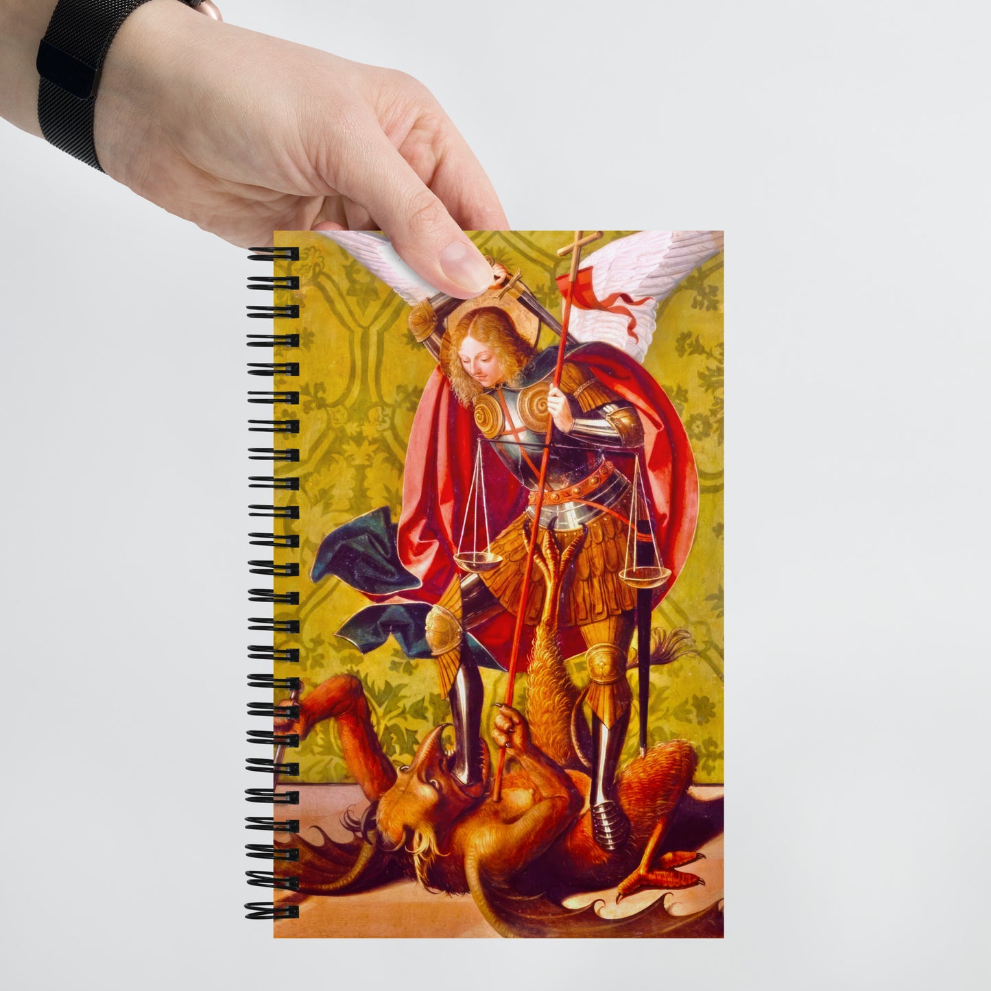 St. Michael Killing the Dragon by Josse Lieferinxe  [Spiral notebook]