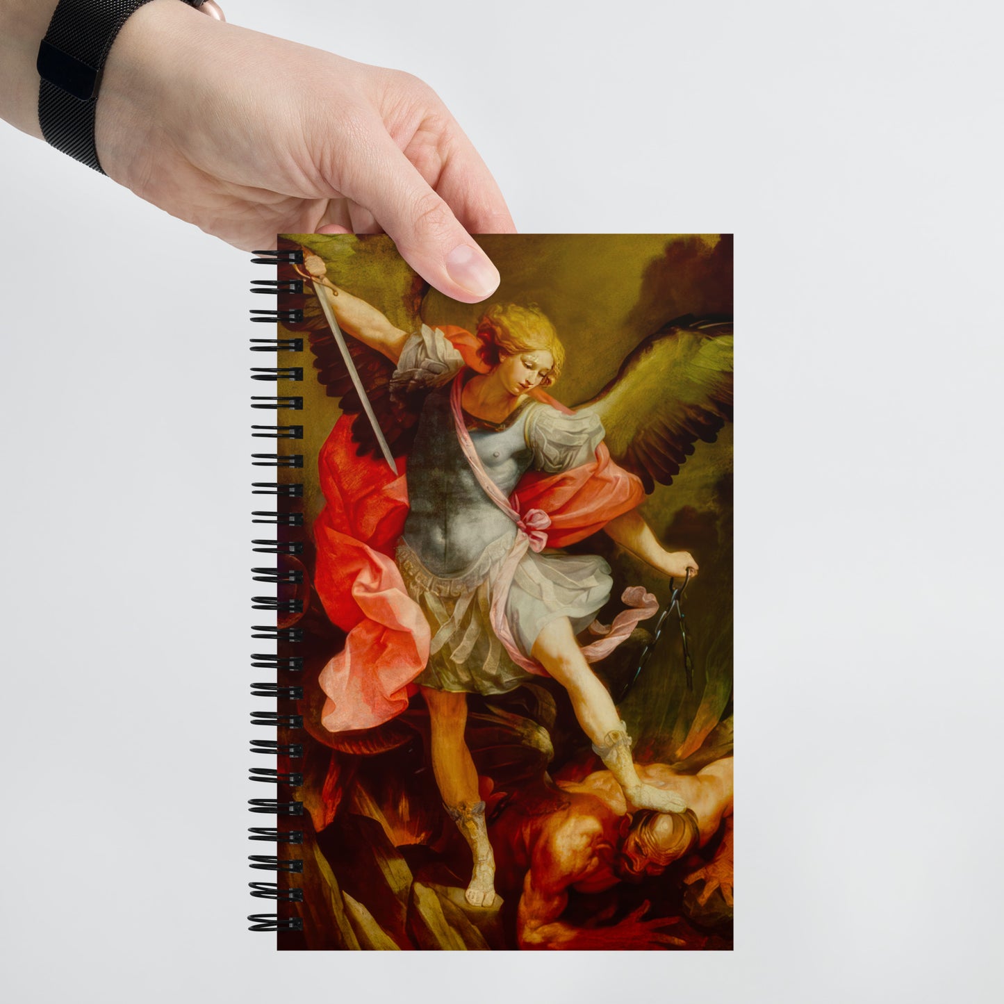 The Archangel Michael defeating Satan by Guido Reni [Spiral notebook]