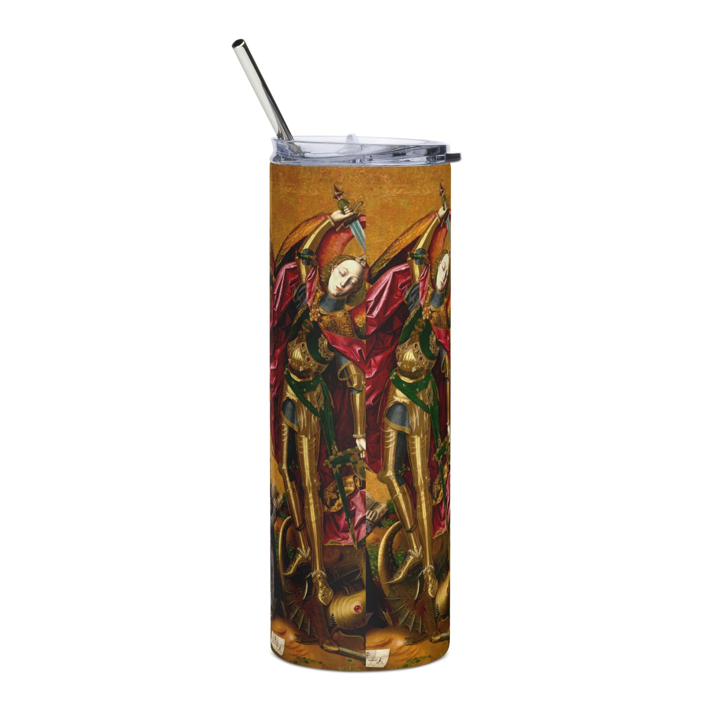 Saint Michael Triumphs over the Devil by Bartolome Bermejo [Stainless steel tumbler]