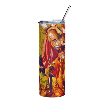 St. Michael Killing the Dragon by Josse Lieferinxe [Stainless steel tumbler]