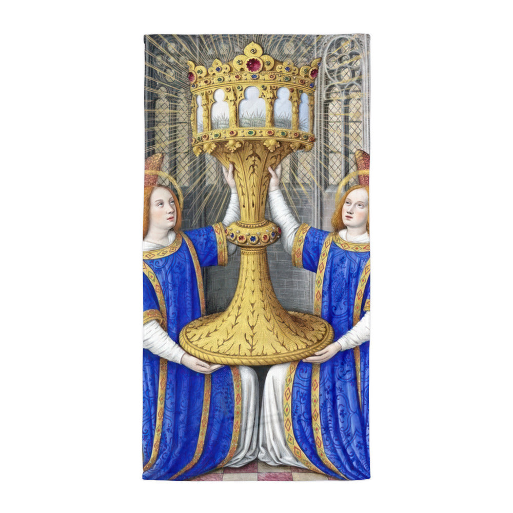 Two Angels Holding a Monstrance With The Thorn Crown By Jean [ Towel]